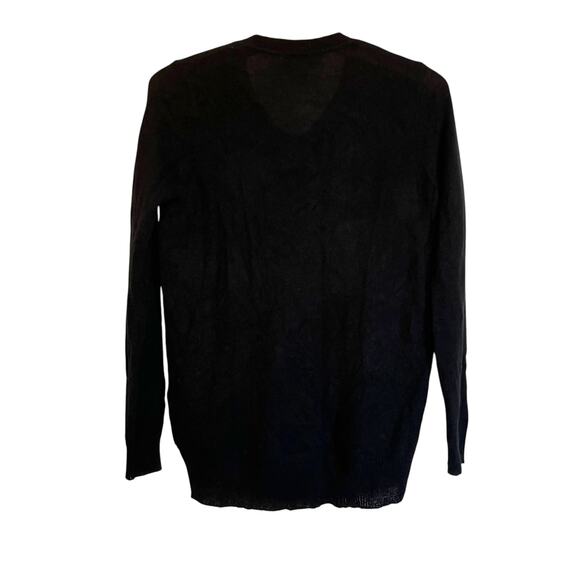 Oats Cashmere by Debra Hayburn Black Cashmere V-Neck Sweater Pullover Size M - Picture 2 of 7
